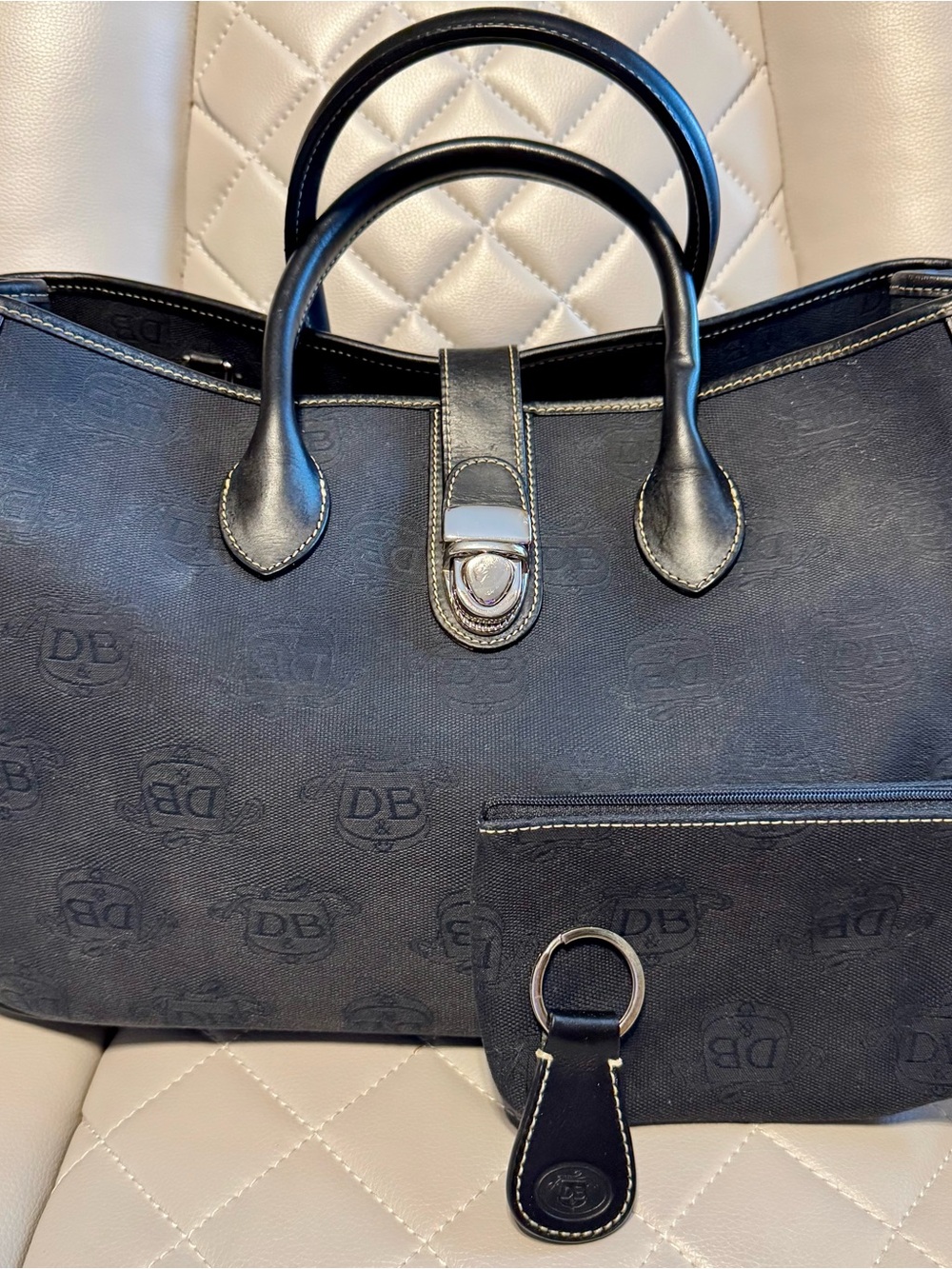 Dooney & Bourke Black Monogram Tote with Matching Pouch